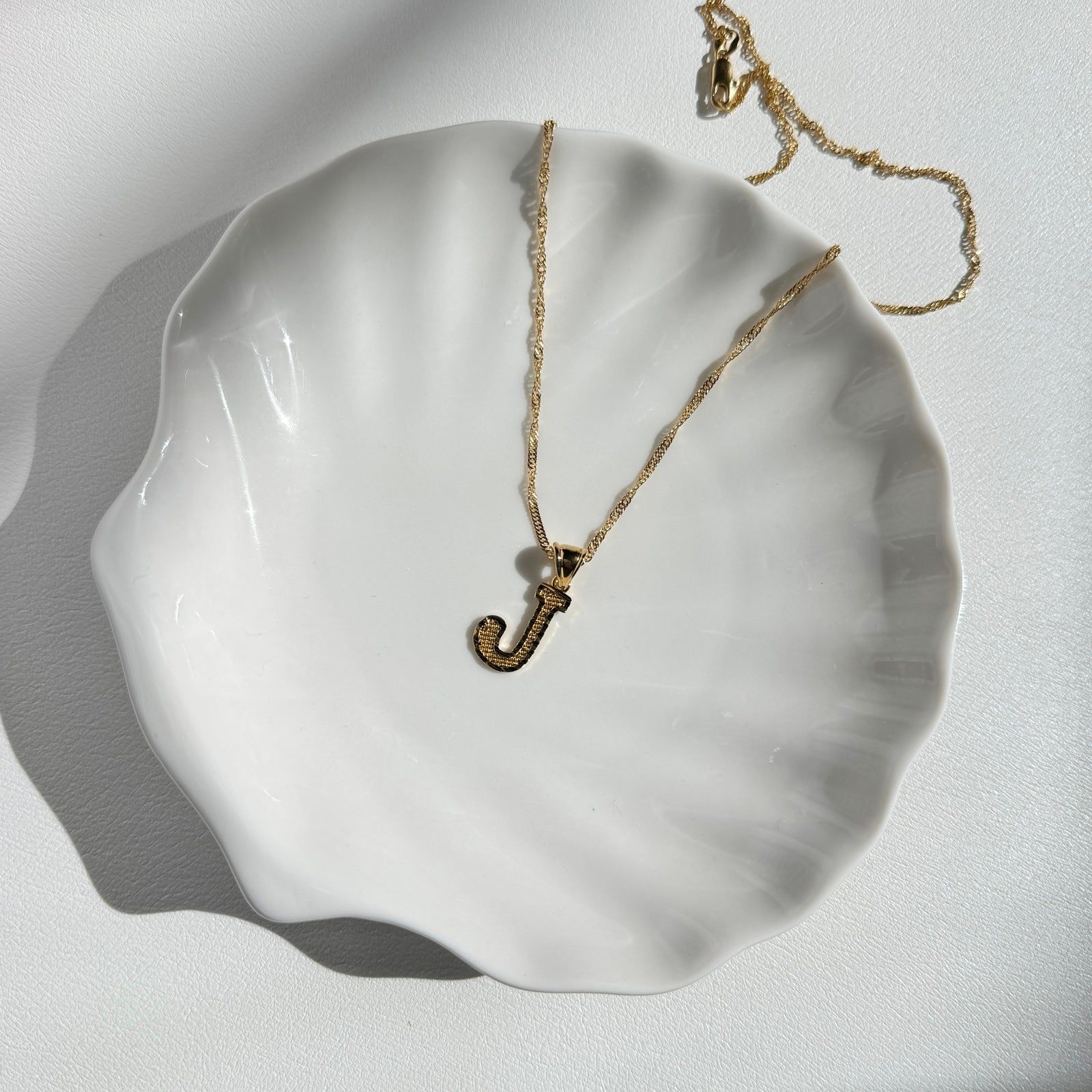 Gold J Initial Necklace